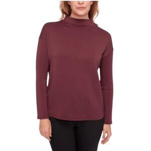 UP! Long Sleeve Mock Neck Top Modal Tencel Burgundy Soft Sustainable Basic
